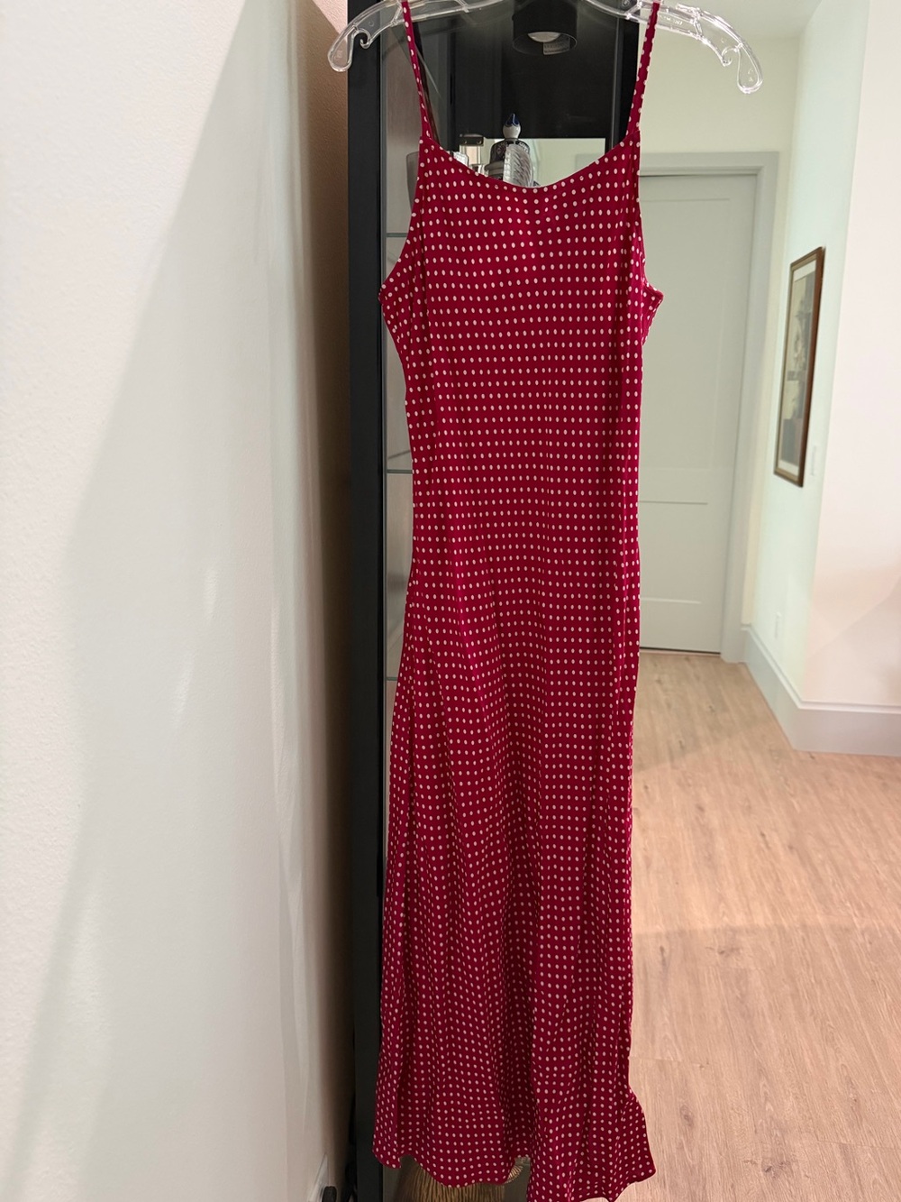 LOFT Cherry Red Polka Dot Maxi Slip Dress - Picture 2 of 11